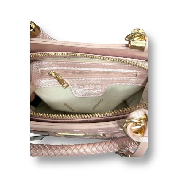Bebe Alexandra Mini Satchel Gift Set Blush Shine Pink Logo Faux Leather NWT - Picture 4 of 14